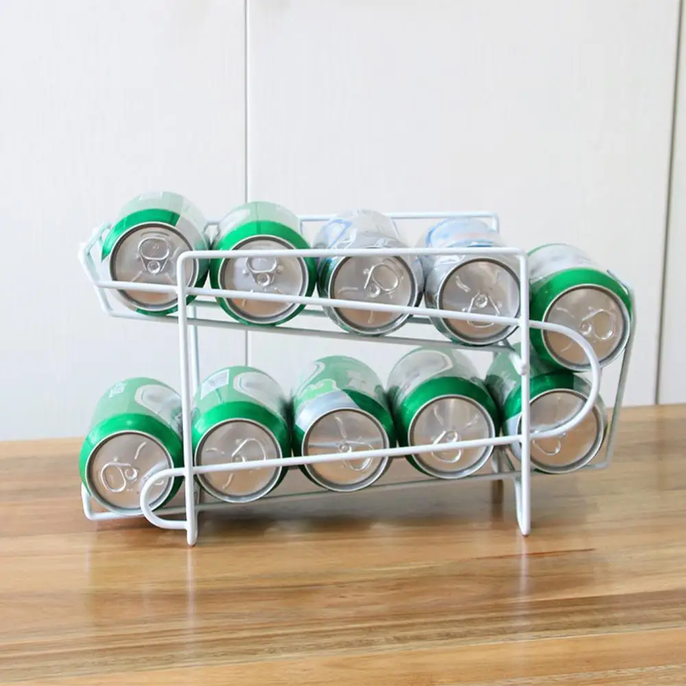 Estante de almacenamiento de latas de Soda de doble capa, organizador de nevera, soporte para bebidas de cocina