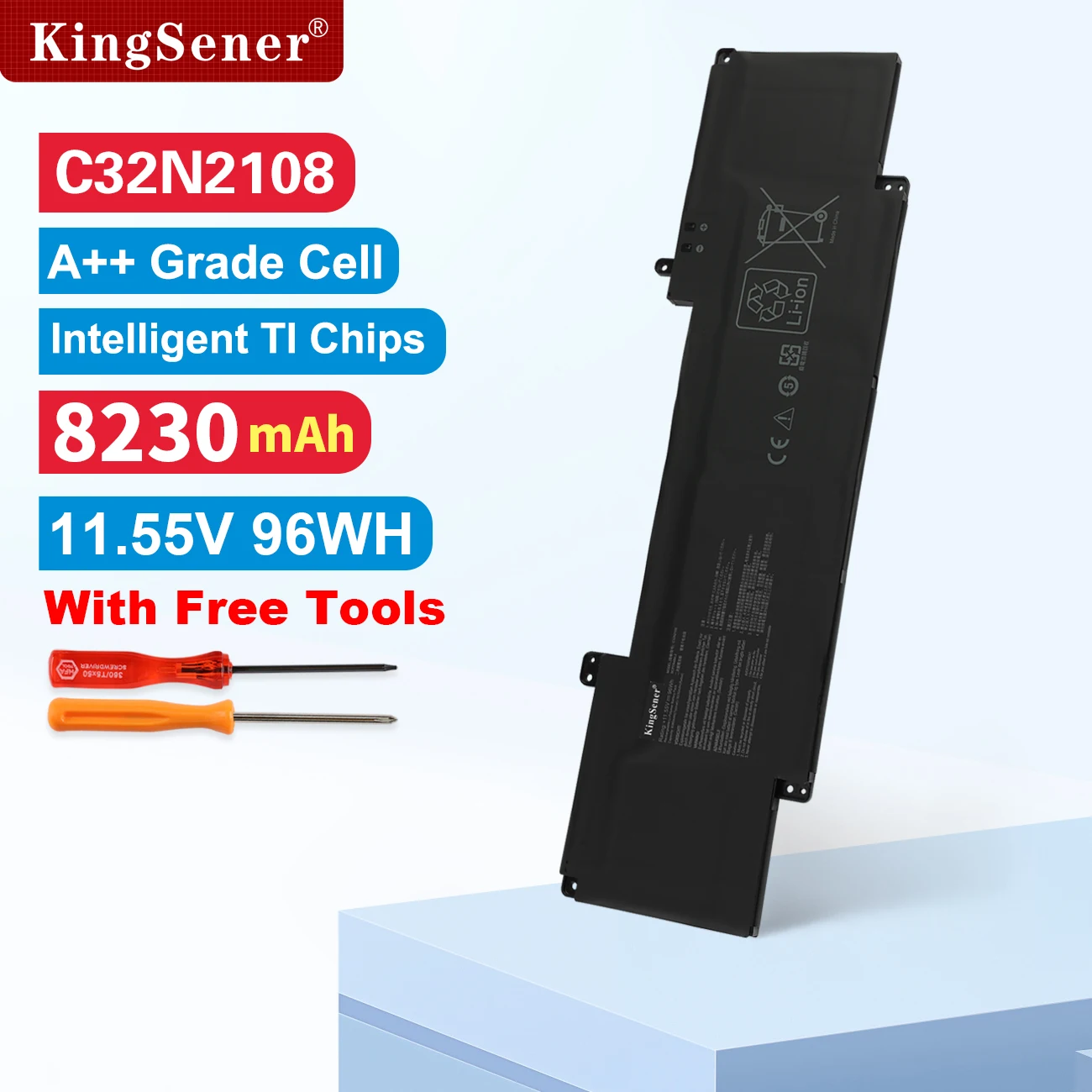 

KingSener C32N2108 Laptop Battery For ASUS ZENBOOK PRO 16X OLED UX7602 UX7602VI UX7602ZM Series 11.55V 96WH Free Tools