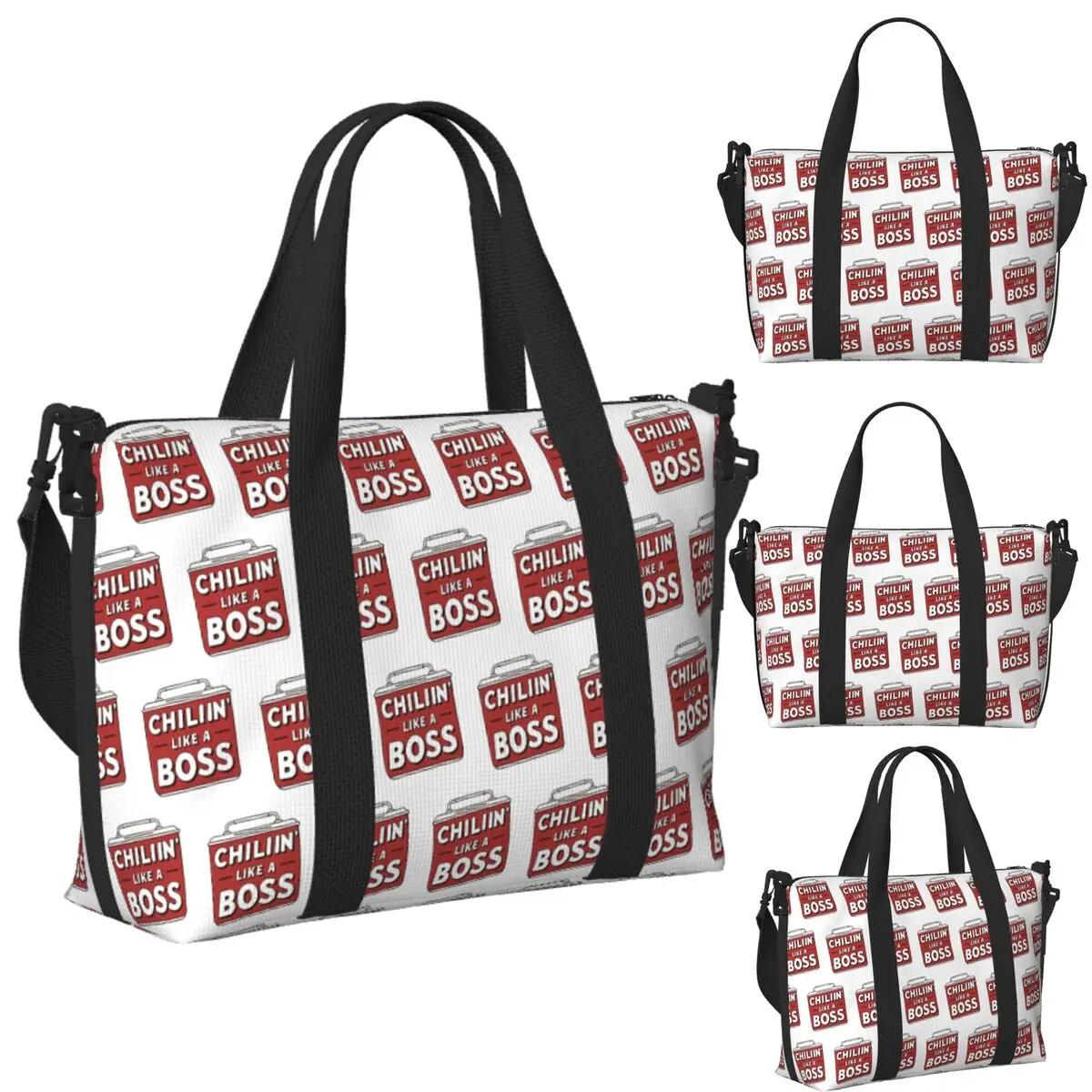 

Custom Chillin Like A Boss Beach Travel Bag Large Capacity Tote Bags for Gym Sport Women Shopping Duffle Shoulder Bag