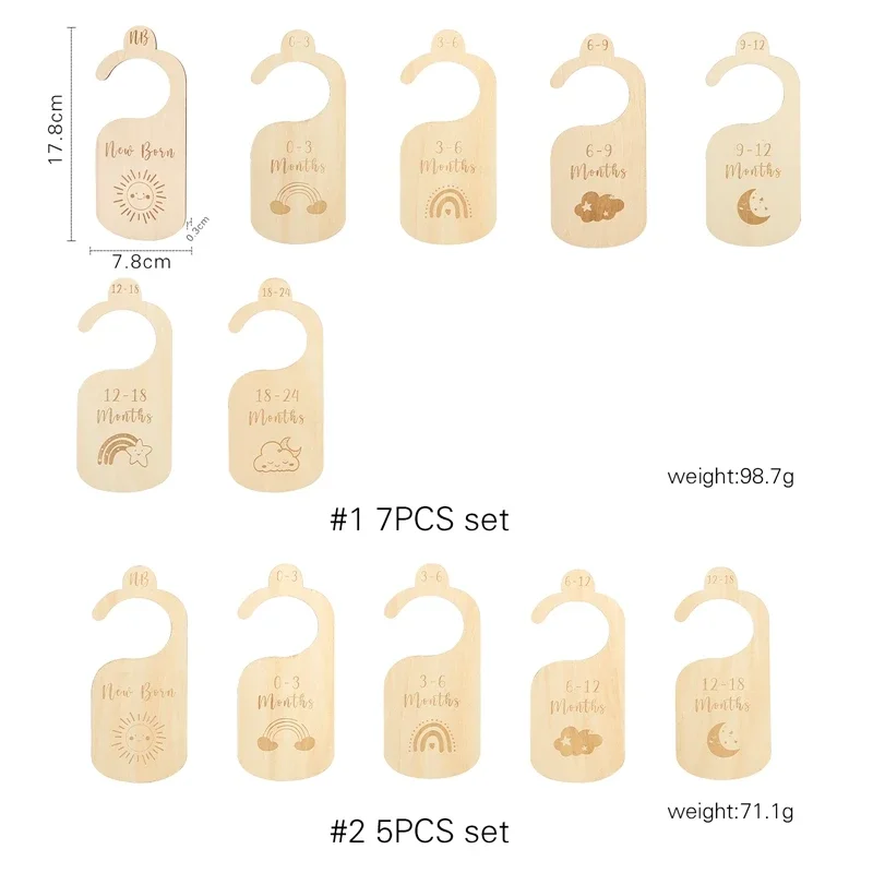 赤ちゃんのための虹色の木製衣類オーガナイザー,保育園のクローゼットの仕切り,成長記念のワードローブ,新生児用品,セット