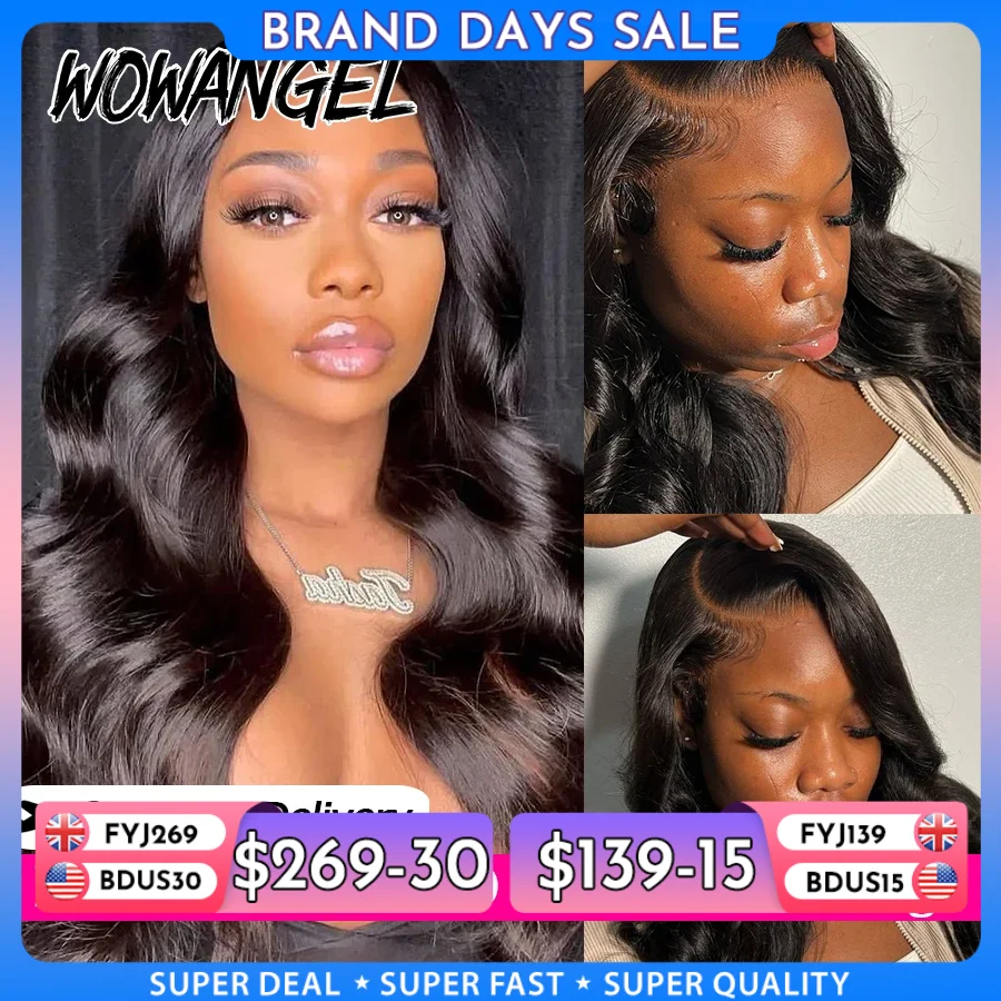 Wow Angel 13x6 HD Lace Front Wigs 250% Remy Hair Body Wave Human Hair Wigs HD Lace Wigs Pre Plucked Wear To Go Wigs for Women