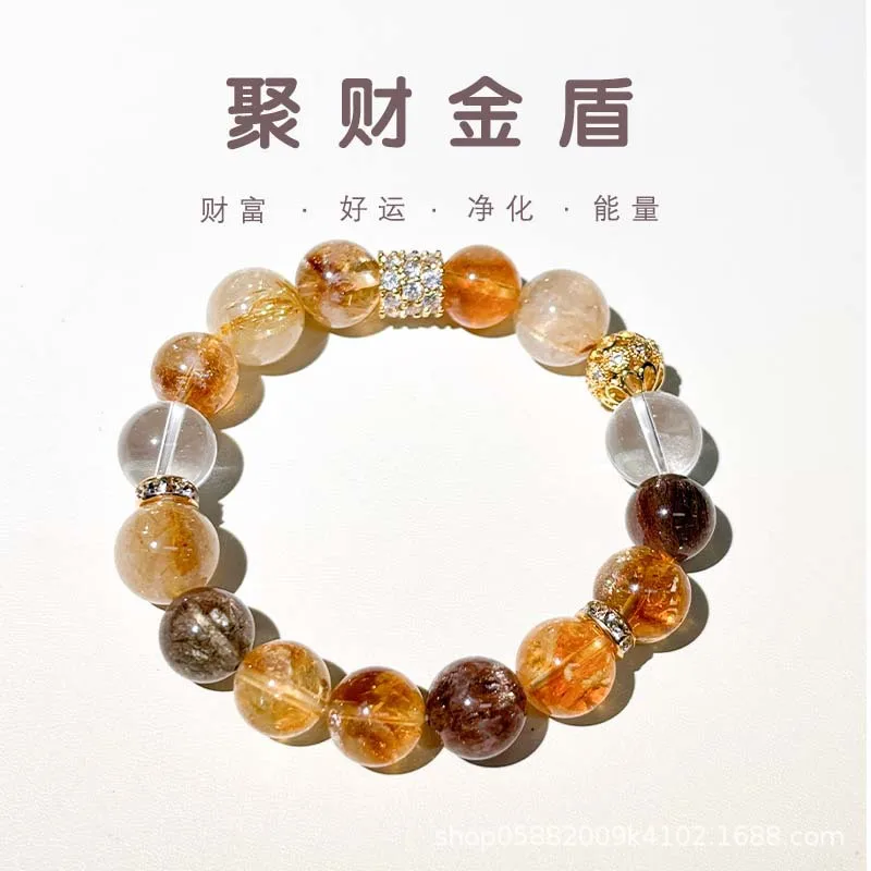 

Natural Yellow Pagoda Hair Niche High-End Seven Bracelet White Round Bead Jewelry