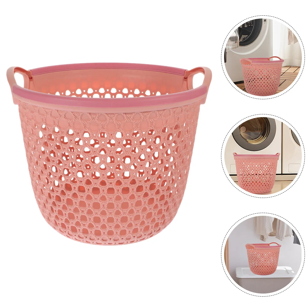 Flexible Laundry Basket Plastic Hamper Dirty Clothes Hamper Toy Bin Portable Round Bin Carry Handles Clothes Bedroom