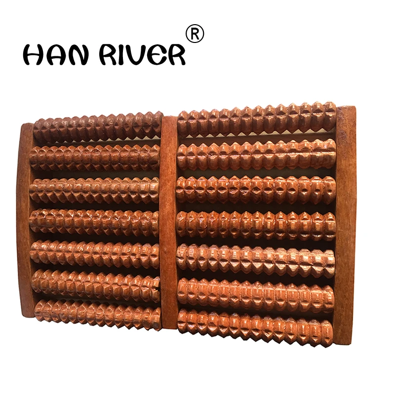 7 rows solid wooden roller foot massager pedicure machine foot brush wooden feet meridians foot massager