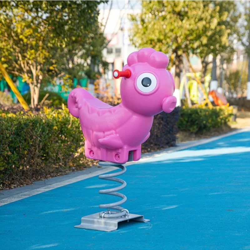 Outdoor children's rocking horse amusement park riding toys community amusement equipment steel-plastic building