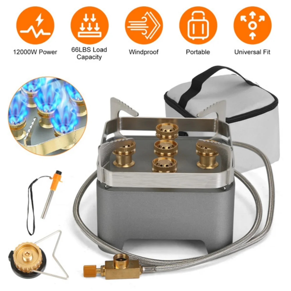 

12000W Portable Camping Stove With Cassette Adapter Burner with Carrying Case Igniter for Windproof Outdoor Backpacking