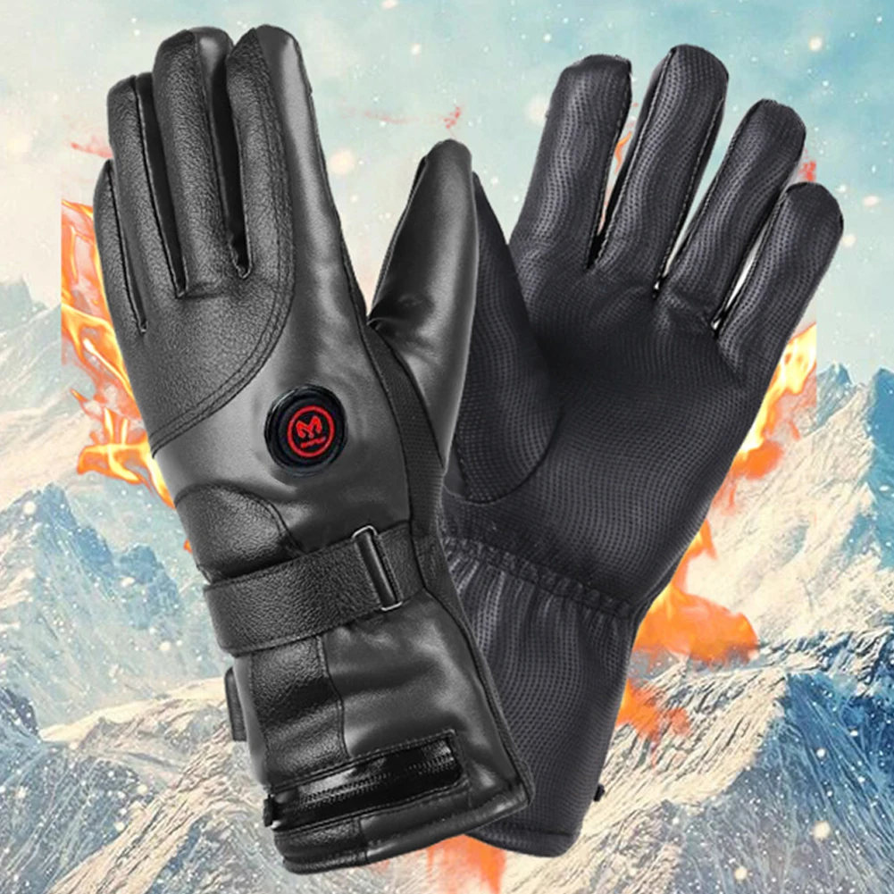 Rechargeable Heated Gloves 3 Temperature Levels Waterproof Electric Winter Gloves Hand Warmer for Outdoor Cycling Skiing Hiking