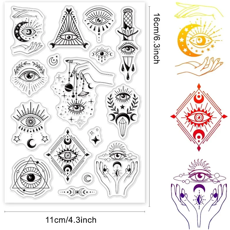 1pc Egypt Eye Mystic Silicone Clear Stamps for Card Making Tarot Egypt Mystery Gothic DIY Scrapbooking 4.3 x 6.3inch