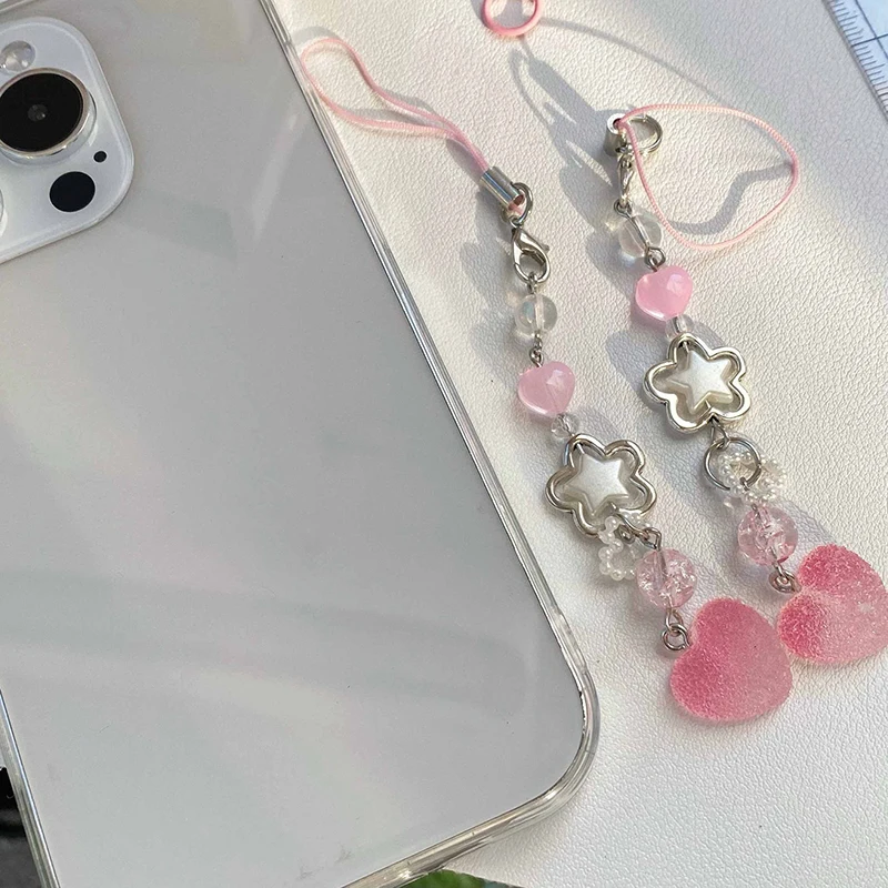 Cute Simulation Pink Gummy Heart Pendant Phone Strap Keychain For Girl Bag Camera Charm Phone Case Landyard