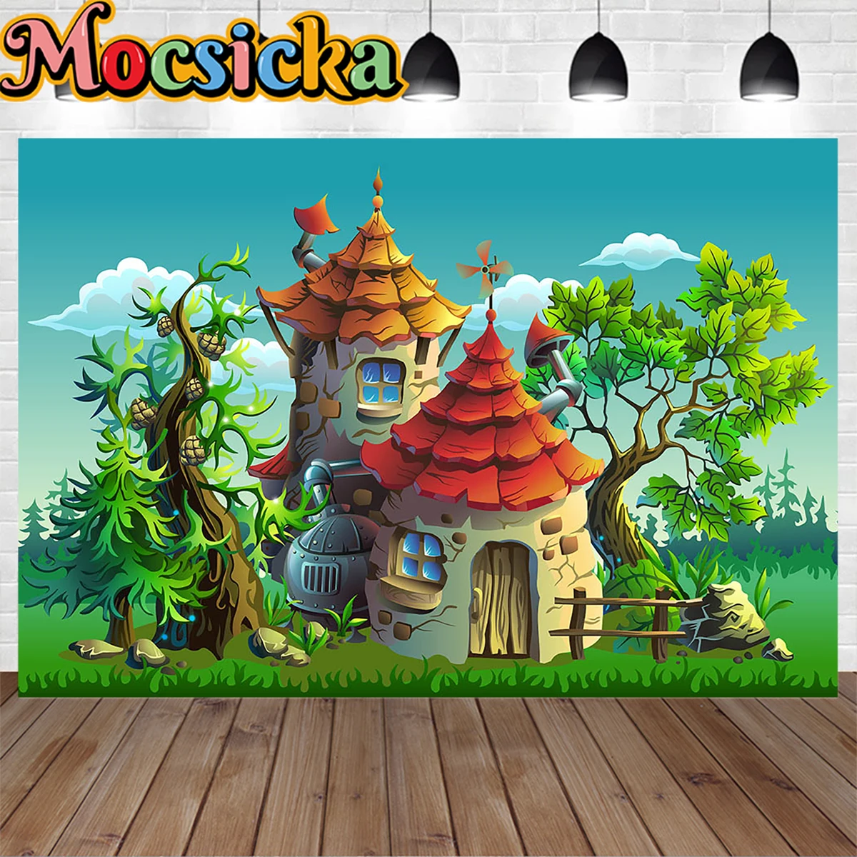 

Retro Brick Wall Magic House Background Fairy Tale Wonderland Theme Birthday Decoration Photography Backdrop Newborn Baby Shower