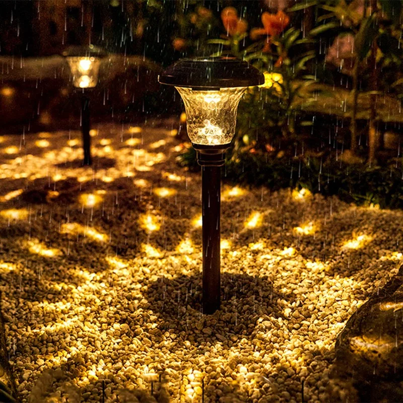 Luci solari per percorsi da 6 pezzi Luci esterne in vetro per esterni in acciaio inossidabile, luci solari impermeabili a LED da 10 lumen per il giardino durevole