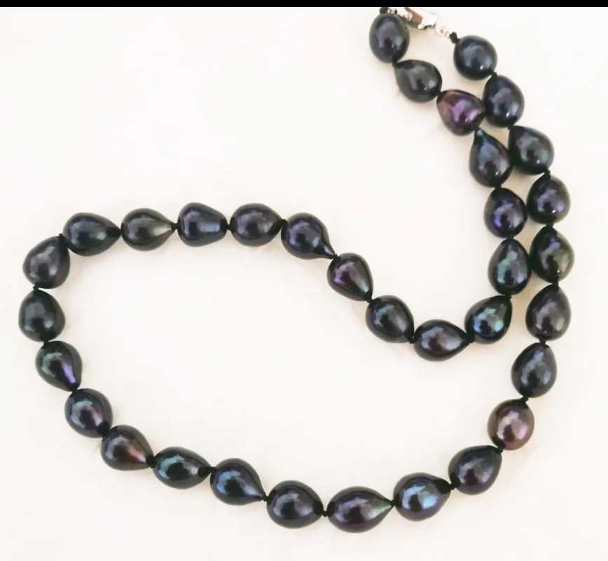 

Потрясающее ожерелье из натурального черного жемчуга Южных морей диаметром 17 дюймов и 9-14 мм, ювелирные изделия