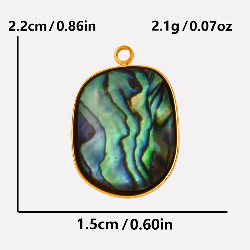 3pcs Abalone Shell Charm Round Rectangle Pendants