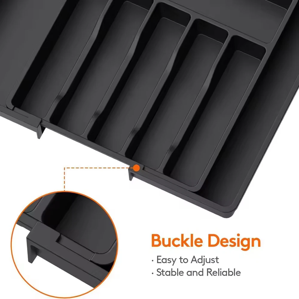 Large Capacity, Convenient And Tidy Expandable Utensil Tray, Expandable Cutlery, Household Cutlery Tray, Drawer Storage Box image 2