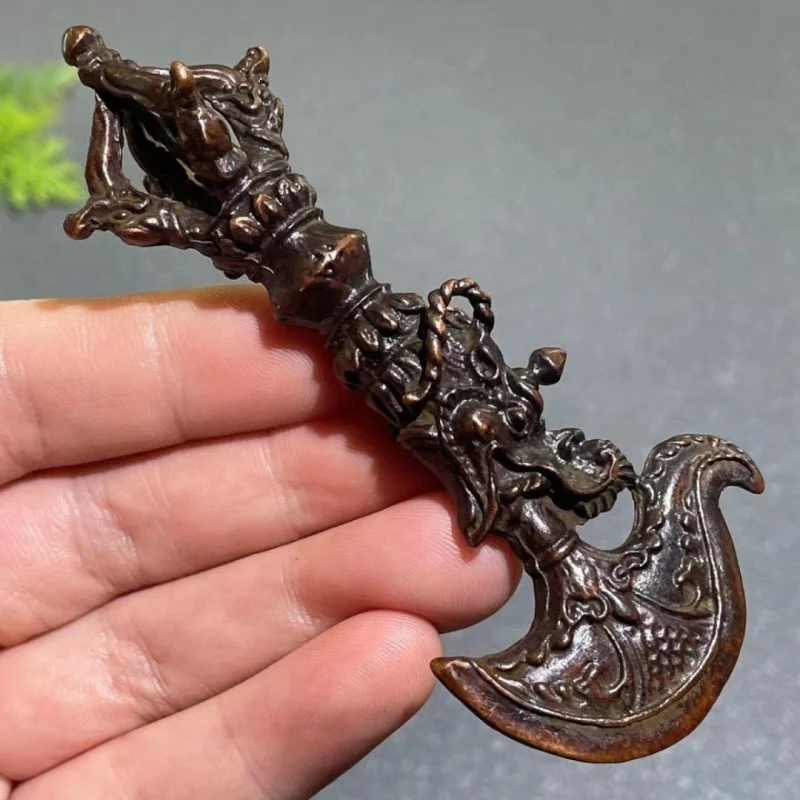 

Antique Collection Vintage Nepalese Tibetan Vajra Knife Vajra Pestle Tibetan Dragon Head Handheld Ornament