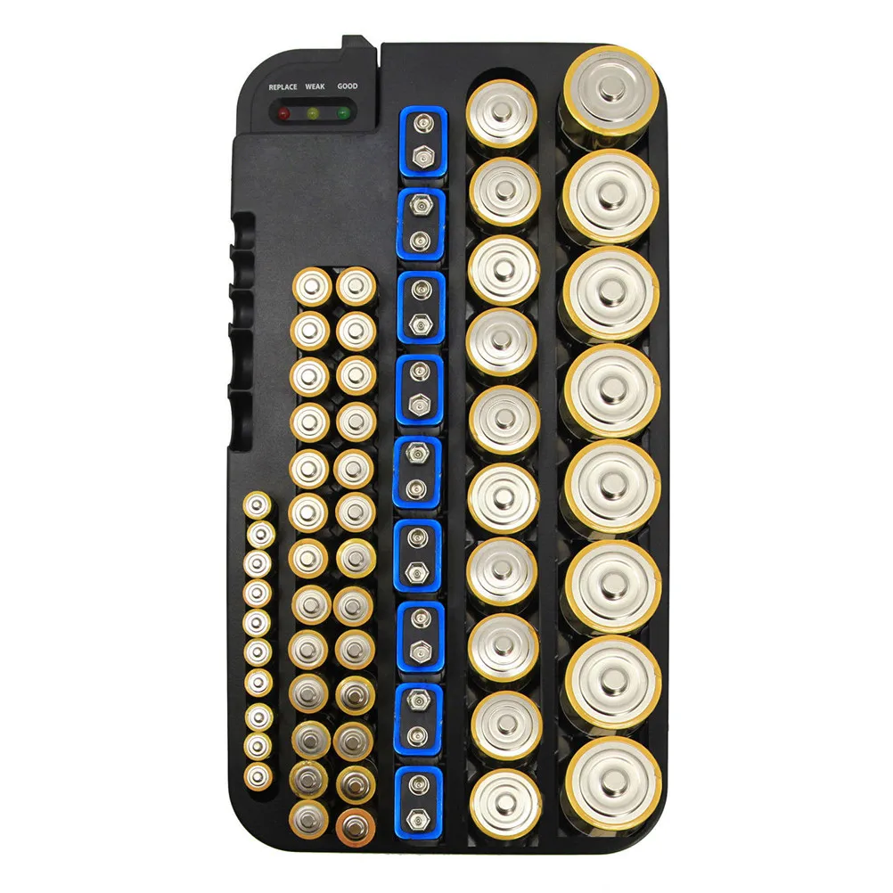 

72-Compartment Battery Storage Organizer with Removable Battery Tester for Aaa Aa 9V 14450 Button Batteries Wall Mountable