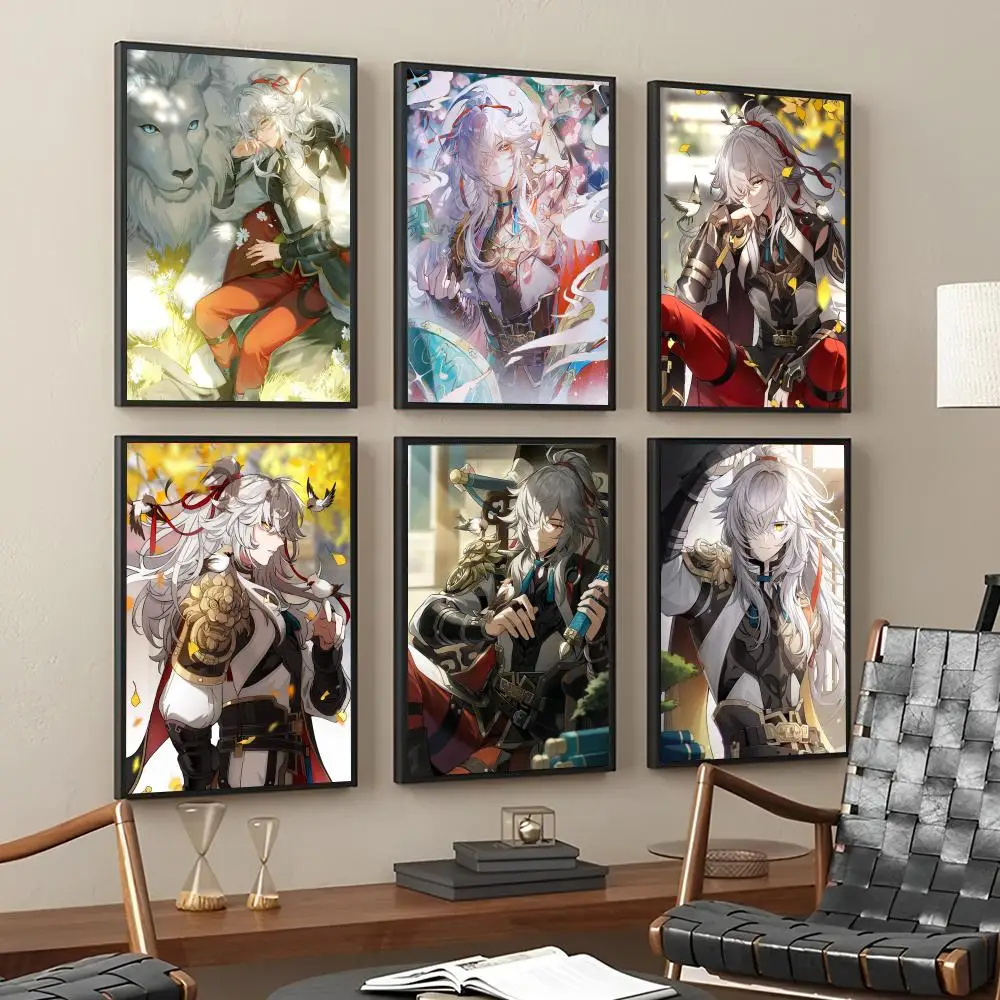 Game Anime Honkai Star Rail Jing Yuan Poster Stickers Living Room Bedroom Entrance Cafe Wall Art Decoration Painting