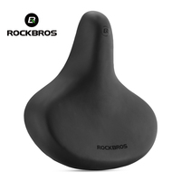 ROCKBROS Bicycle Saddle PVC Leather Comfortable Bike Seat Soft Shock Absorption Oversize Water-Resistant Cycling Cushion