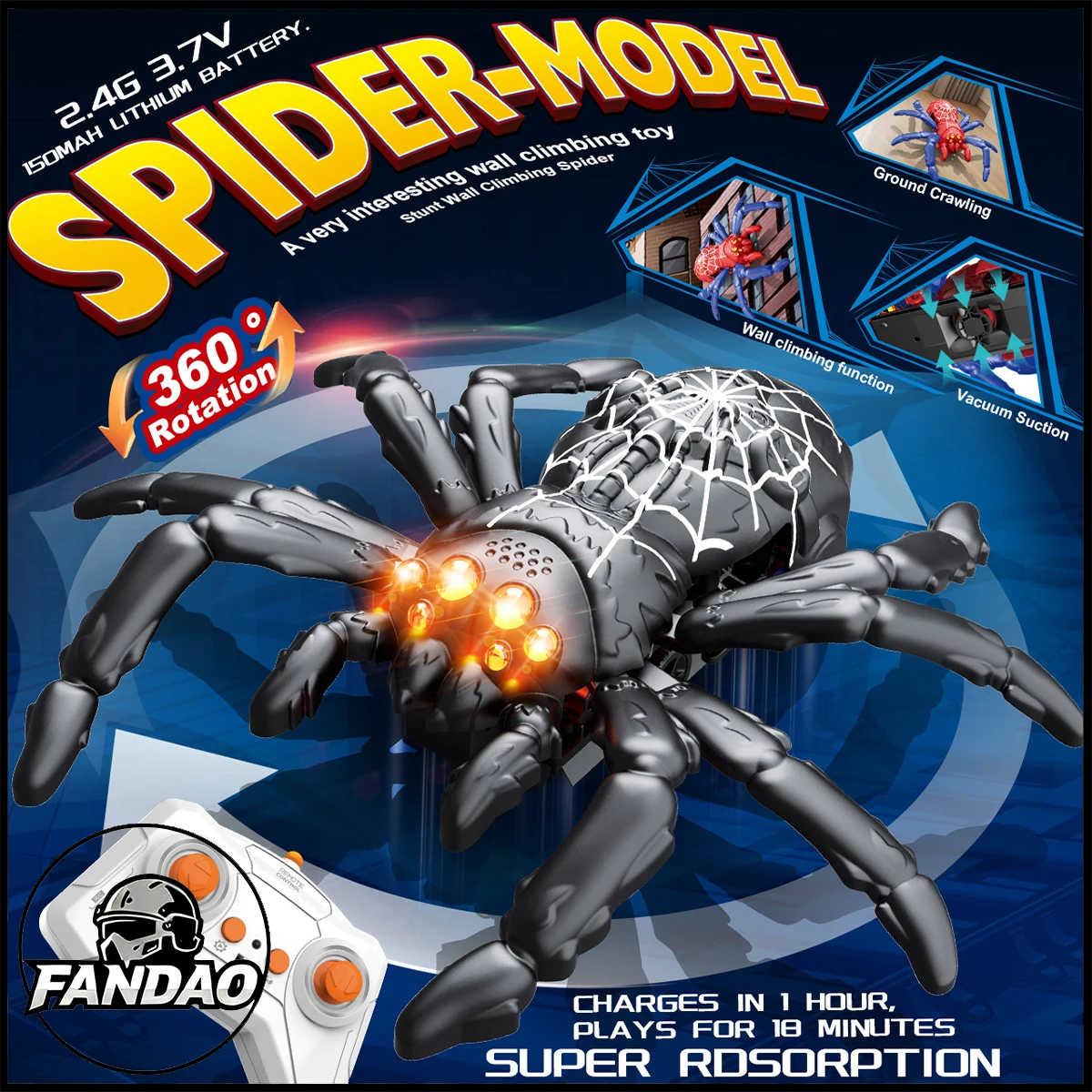 

New Remote-Controlled Gecko Spider 2.4G RC Wall-Climbing Spider 360° Rotating Electric Toy Cool Prank Birthday Christmas Gifts