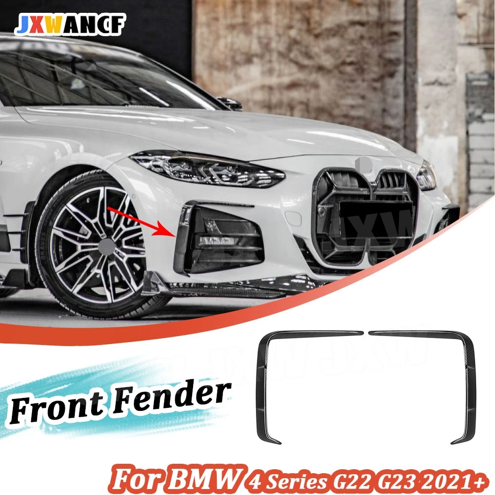 

JXWANCF Dry Carbon Fiber Front Moulding Trim for BMW 4 Series G22 G23 2021+ FRP Front Bumper Fins Splitters S Stlyle Car