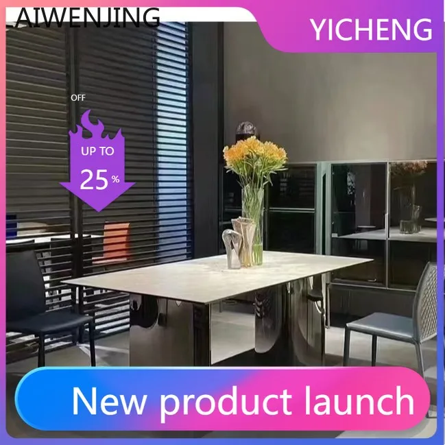 

LYY Minimalist Rock Plate Dining Table Stainless Steel Dining Table Home Use High-End Creative Table for Various Sizes