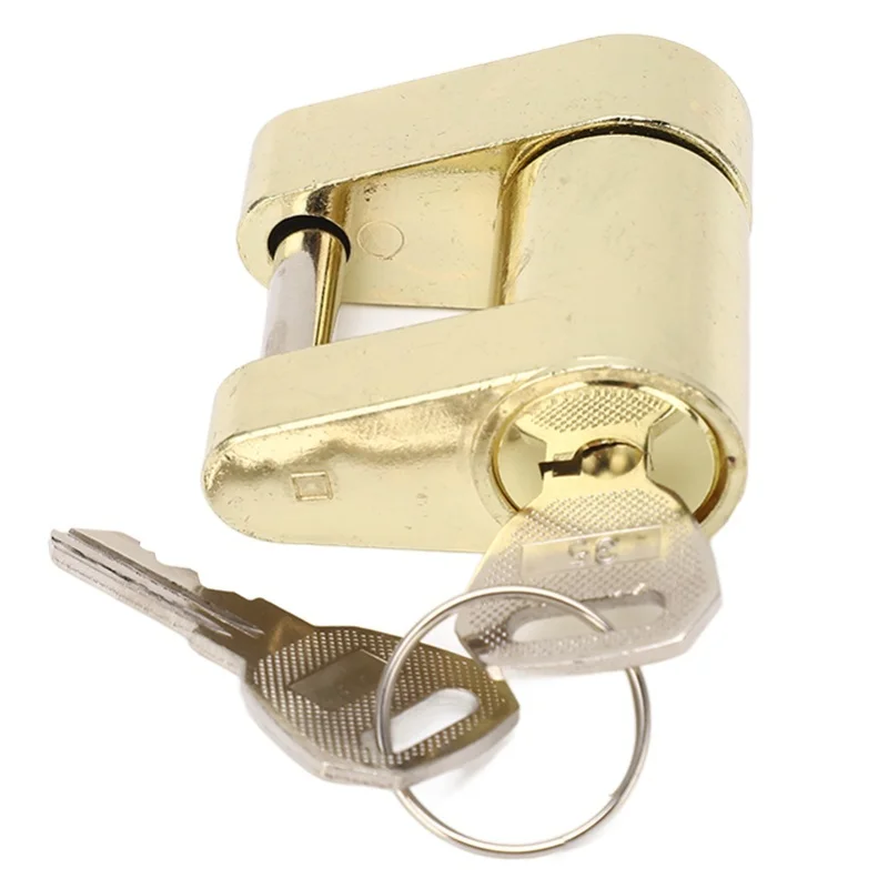 Trailer Tongue Coupler Lock Heavy Duty Anti Theft Versatile Coupler Lock For RVS Trucks Toolbox Gold/Black