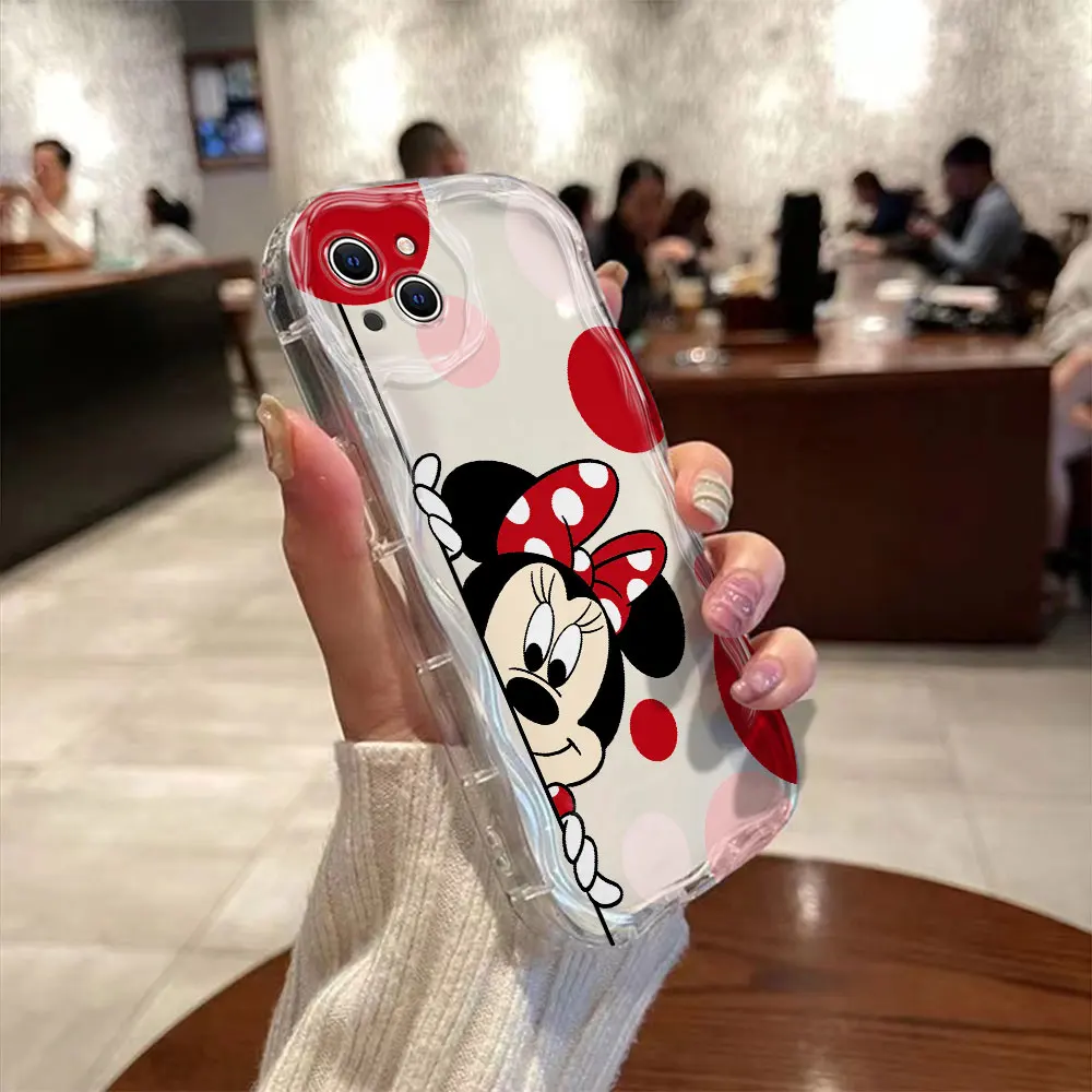 Fashion Disney Mickey Minnie 3D Wave Phone Case For Samsung Galaxy S24 S23 S21 S20 FE Plus Ultra 4G 5G Soft Silicone Back Cover