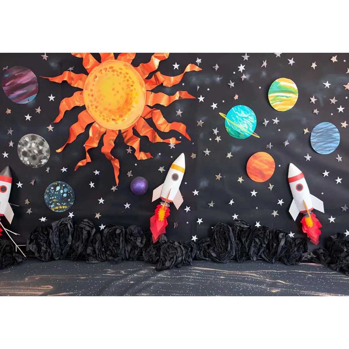 

Allenjoy Universe Space Rockets Cutout Backdrop