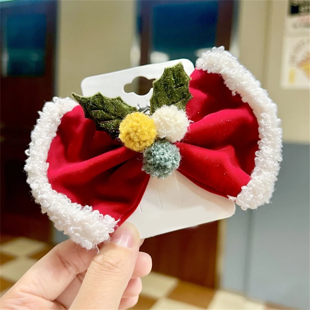 1pcs Christmas Bow Hairpin Cute Children Xmas Headwear Girls Festival Dress up Hair Clip Costume Accessories Women New Year Gift