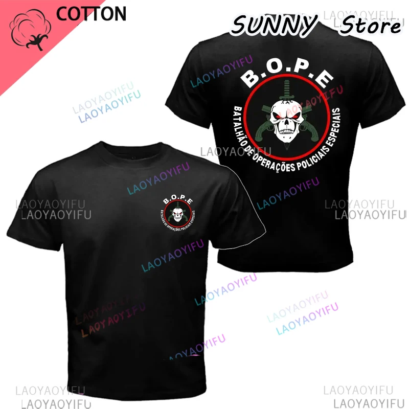 Bope - Tropa De Elite " Operaciones Especiais" تي شيرت رجالي بأكمام قصيرة قمصان صيفية غير رسمية برقبة دائرية