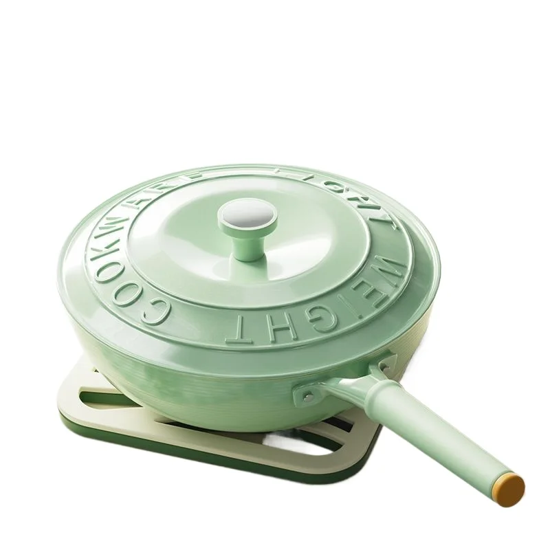 ACA Has Titanium Wok, Non-stick Pan Uncoated Household Frying Pan Wok Light Pan Induction Cooker Gas Universal.