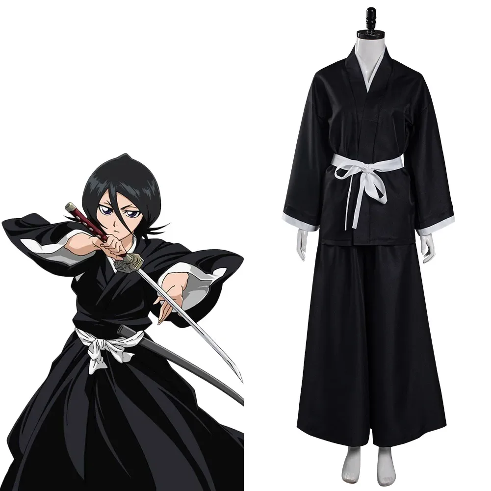 Anime Bleach Kuchiki Rukia Cosplay Costume Japanese Kimono Outfits Halloween Carnival Party Fancy Suit