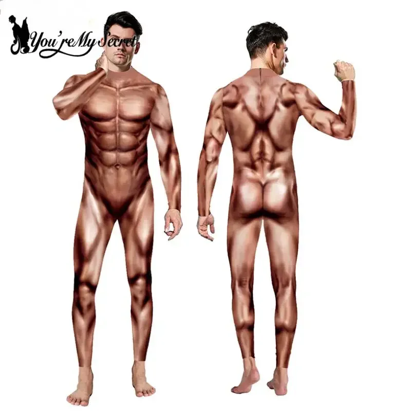 [You're My Secret] Halloween Cosplay Costumes for Adult 3D Printed  Muscle Bodysuit Superhero Carnival Role play Suit Stage