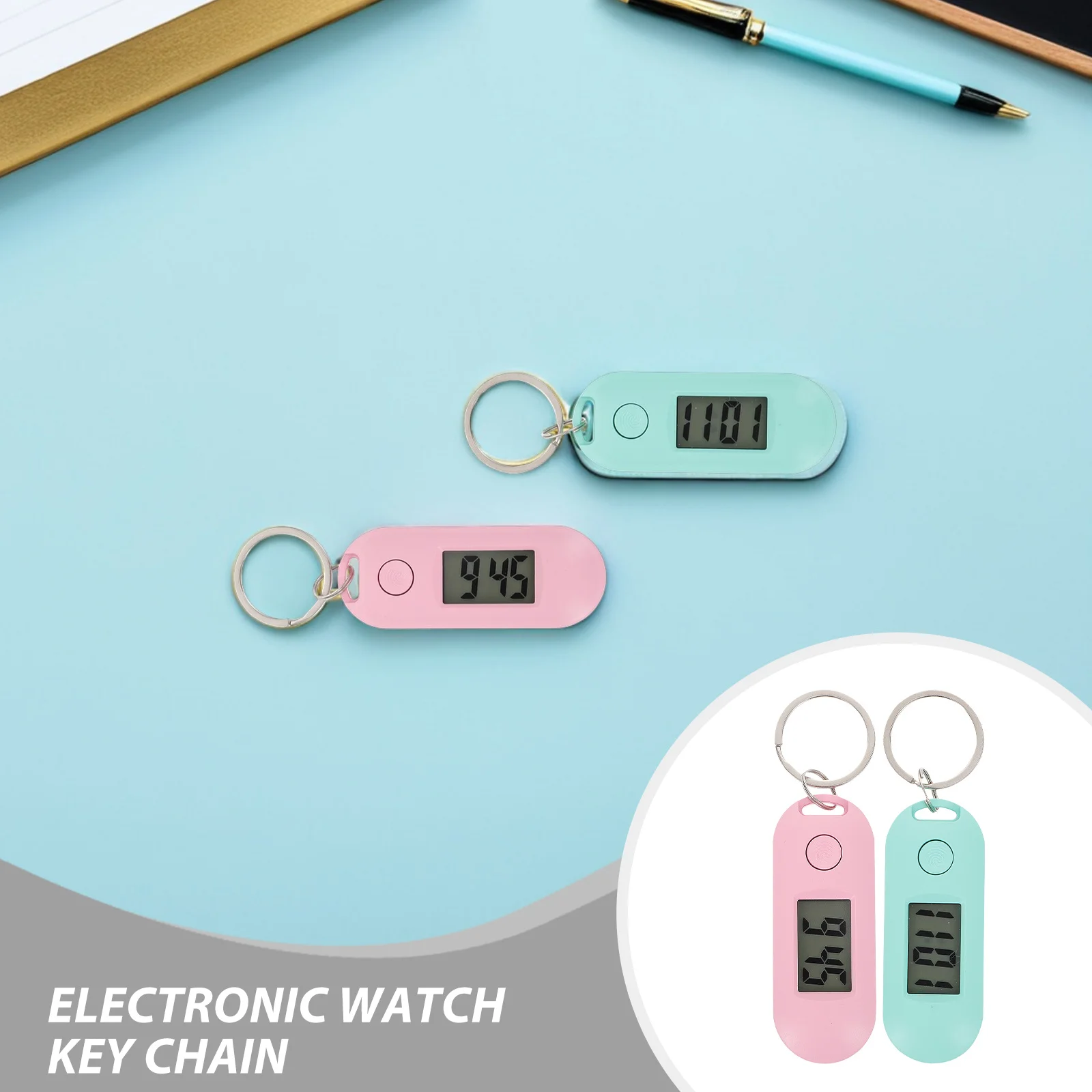 4 قطعة سلسلة المفاتيح الصغيرة ساعة الحلوى الملونة الصامتة الرقمية الطلاب المحمولة حقائب الظهر امتحان ضبط الوقت سلسلة مفاتيح صغيرة ساعة