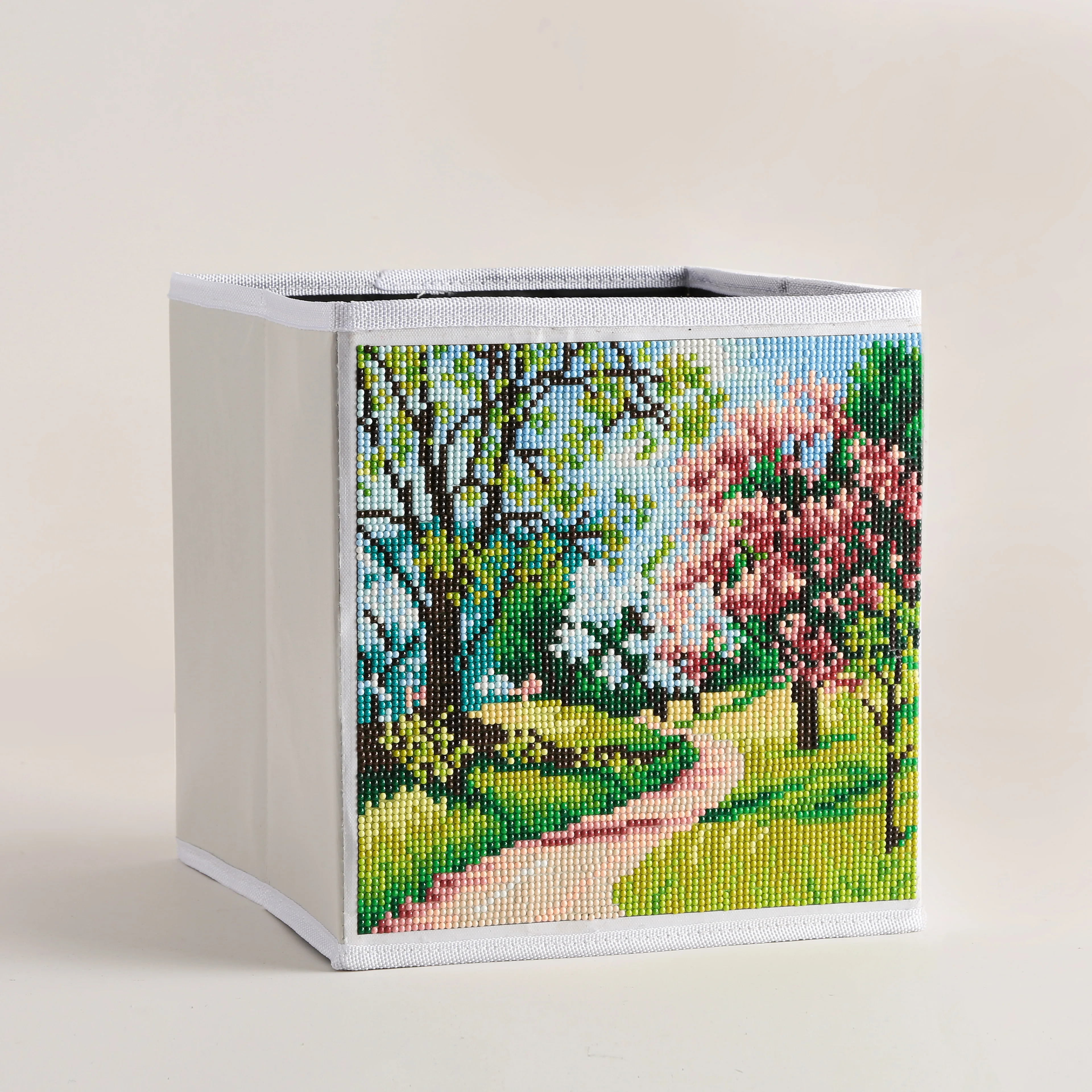 Creative DIY Diamond Painting Home Foldable Storage Box Landscape C Pattern Resin Round Diamond Embroidery Cross Stitch Kit