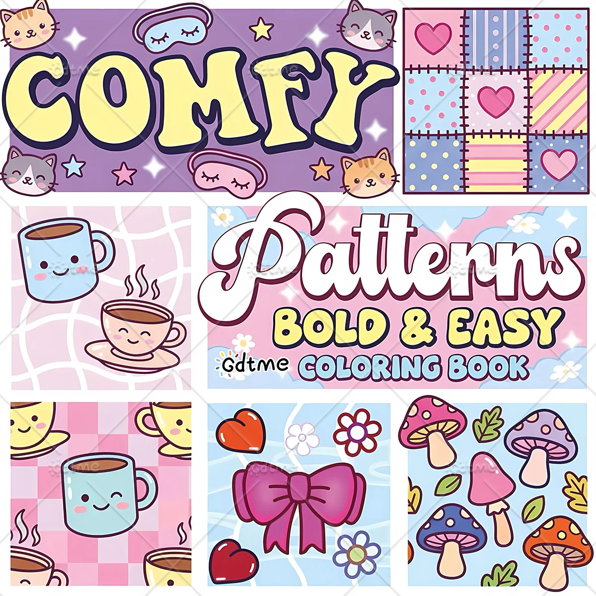 Comfortabel patroon, gedurfde en eenvoudige patronen, kleurboek voor volwassenen, schattig tekenboek, perfect cadeau voor feestjes en verjaardagen ﻿