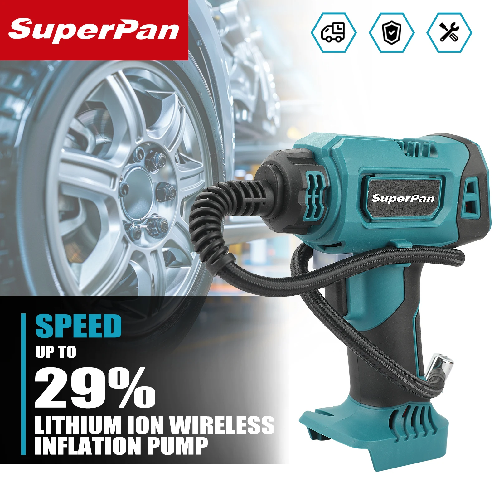 DYS60 Automatic Cordless Inflator Electric Air Pump Car Tire Handheld Air Compressor For Makita 18V Battery (No Battery)