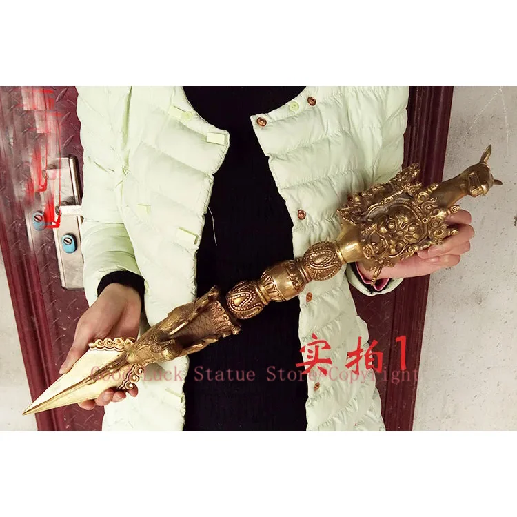 

Wholesale Buddhist supplies # 60CM Large Tibetan Buddhism Hayagriva Exorcise evil spirits Vajra Jin Gangchu crosier talisman