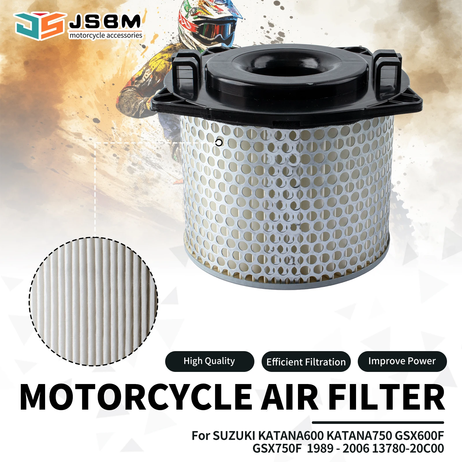 JSBM Motorcycle Accessories Air Filter For Suzuki GSX600F GSX750F 1989 1990 1991 1992 - 2006 Katana 600 750 HFA3602 13780-20C00