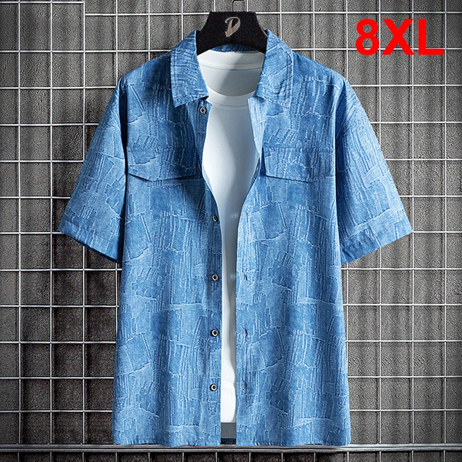

Summer Hawaiian Beach Shirt Men Short Sleeve Shirts 8XL Plus Size Fashion Casual Shirts Male Summer Tops Big Size 8XL