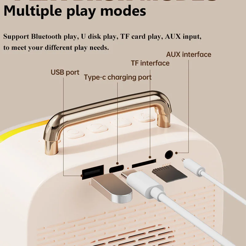 Мини-портативный Bluetooth-динамик RGB Атмосфера Световой объемный звук Музыкальная шкатулка Беспроводной музыкальный плеер Поддержка FM TF-карты USB AUX