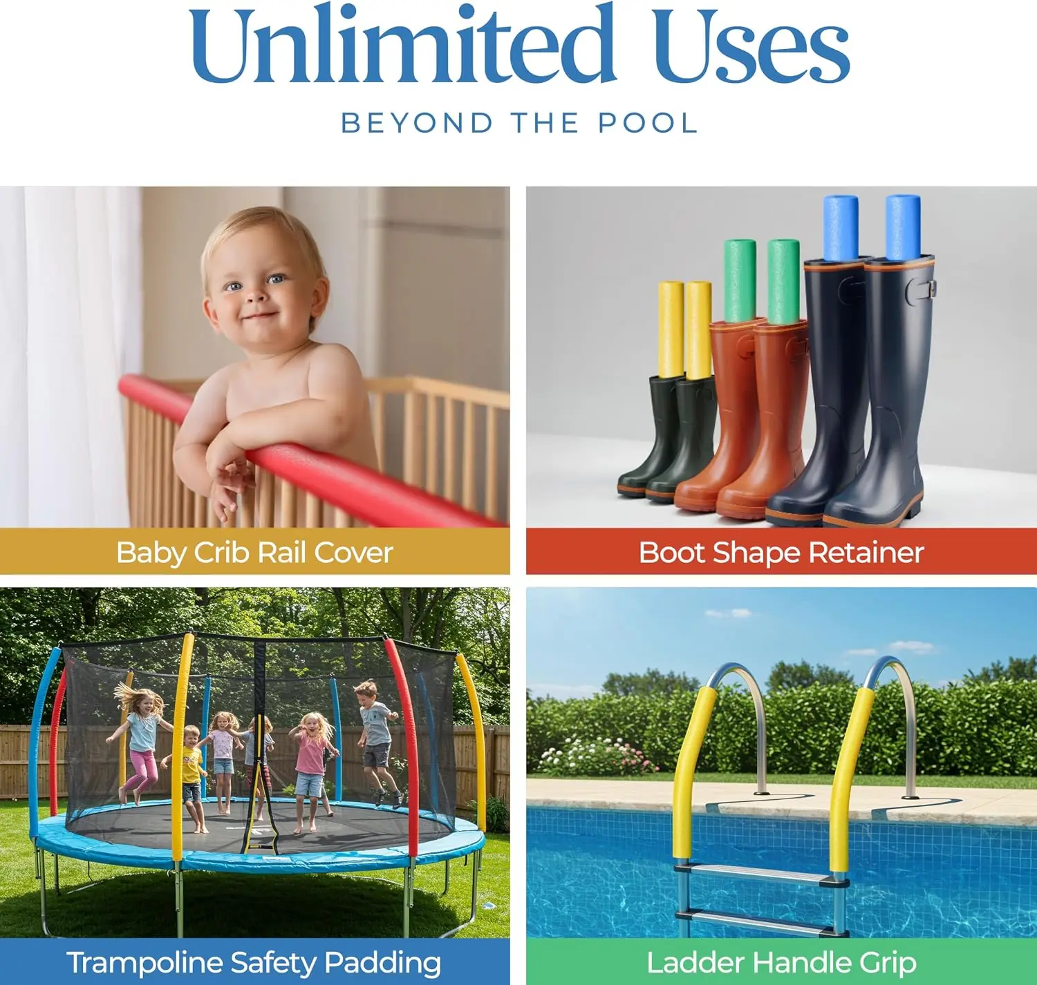 40 Pack Pool Noodles Foam - 4 Colors Extra Dense Foam Bulk Swim Noodles for Pool, Lake & Float Training - Durable Water & Exercise Tubes, Multi-Use, Craft Projects, Pipe Insulation view 5