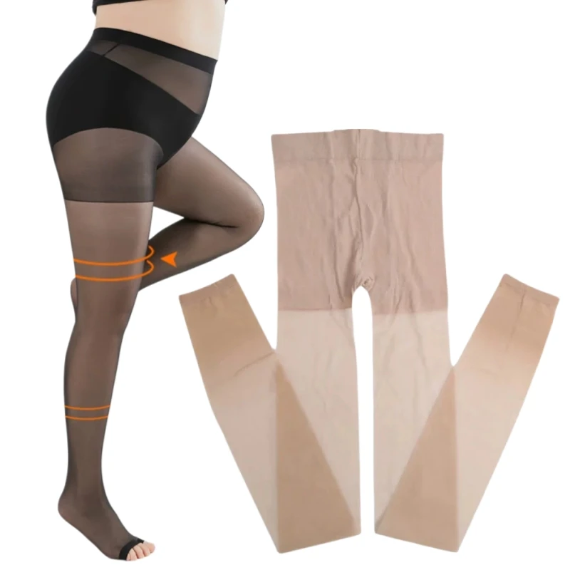 3 Stück Schwarze Sexy Ultra Dünne Transparente Strumpfhosen M XL 3XL Übergröße Hohe Taille Damen Sexy Offene Zehen Strumpfhosen für den Sommer