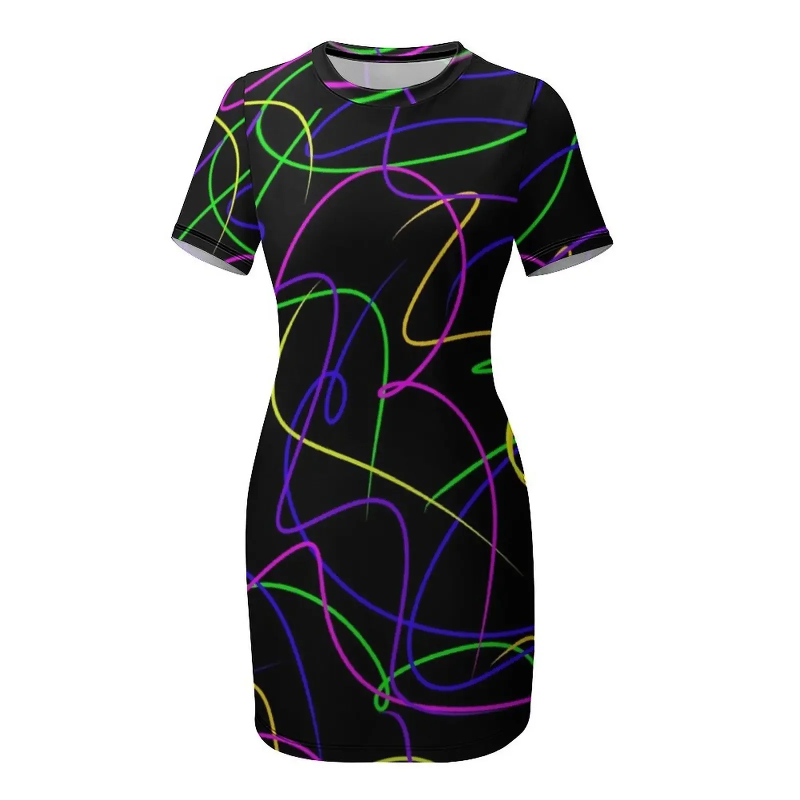 Neon Lights Short-Sleeved Dress Evening dresses purple dress women's summer clothing 2025 summer woman dress 2025