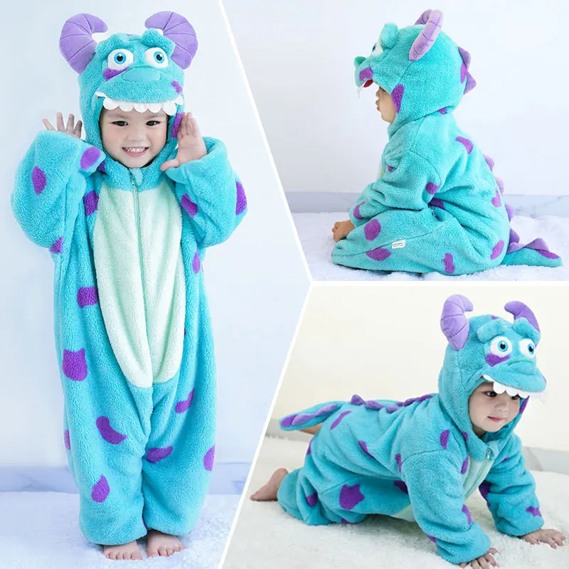 0-3y Babies Romper Cute Animal Onesie Sully Oufit Baby Boy Girl Soft Sullivan Pikachu Dinosaur Sleepwear Halloween Costume Suit