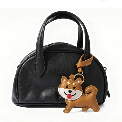 Handgefertigter Echtleder-Tokyo-Shiba-Inu-Taschenanhänger, niedlicher Hundeschlüsselanhänger mit Geschenkbox – Detail 1