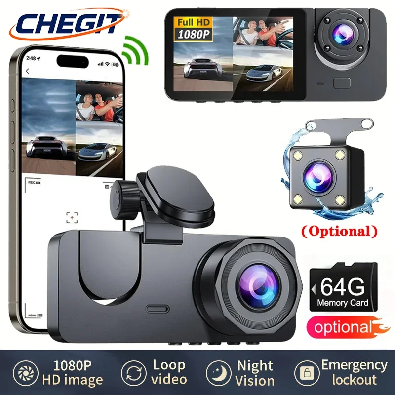 Car DVR 2/3 Channel Dash Cam for Cars Car Camera 1080P HD Video Recorder App control Night Vision Wide Angle for Car Assecories