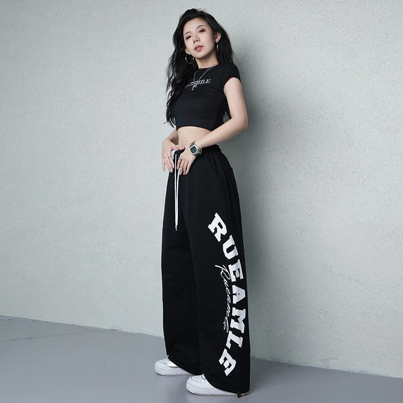 

American Retro Hip-hop Women's Pants Street Dance Fashion All Matching Pants Y2K Streetwear Letter Print Sportswear Pants