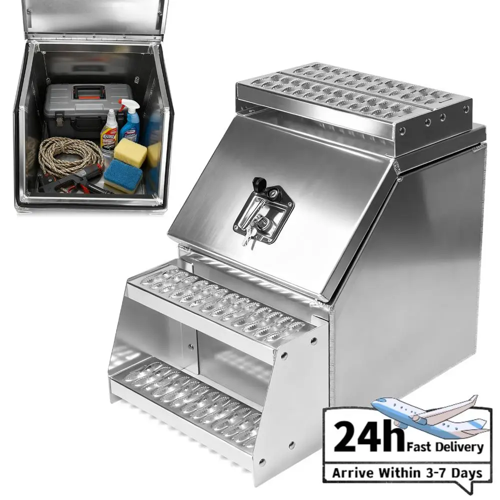 

18in Aluminum Semi Truck Weatherproof Lockable Storage 17.99x27.99x25inch Heay Duty Truck Box Organizer with T-Handle Latch Lock
