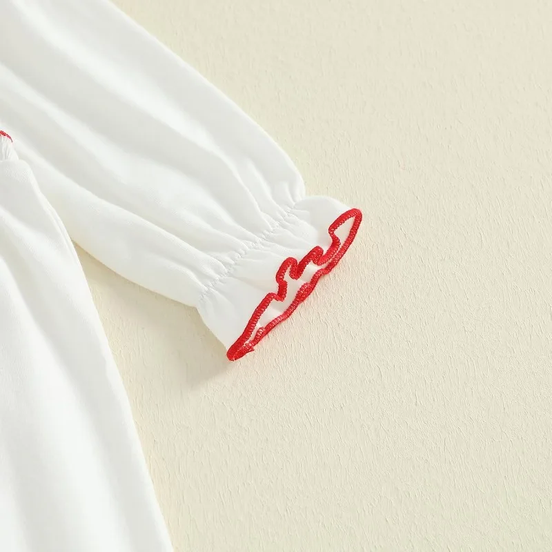 ثوب نوم سانتا كريسماس لحديثي الولادة - طقم بيجامة بأكمام طويلة لعيد الميلاد الأول للفتيات الصغيرات. ملابس للفتيات الصغيرات.ropa de bebé #5